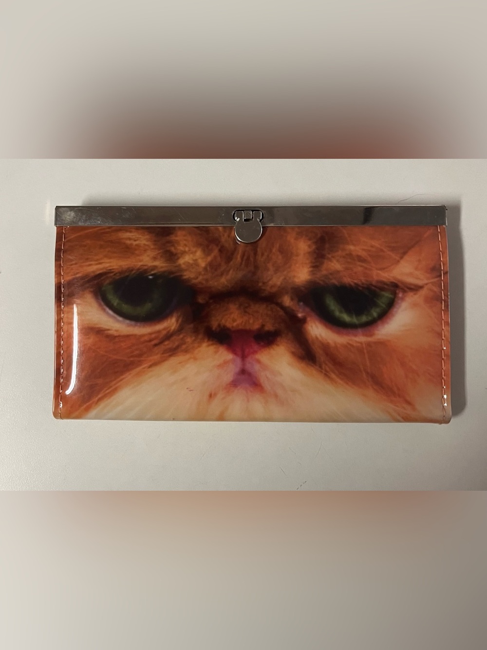 Cat Face Print Clutch Purse - Orange